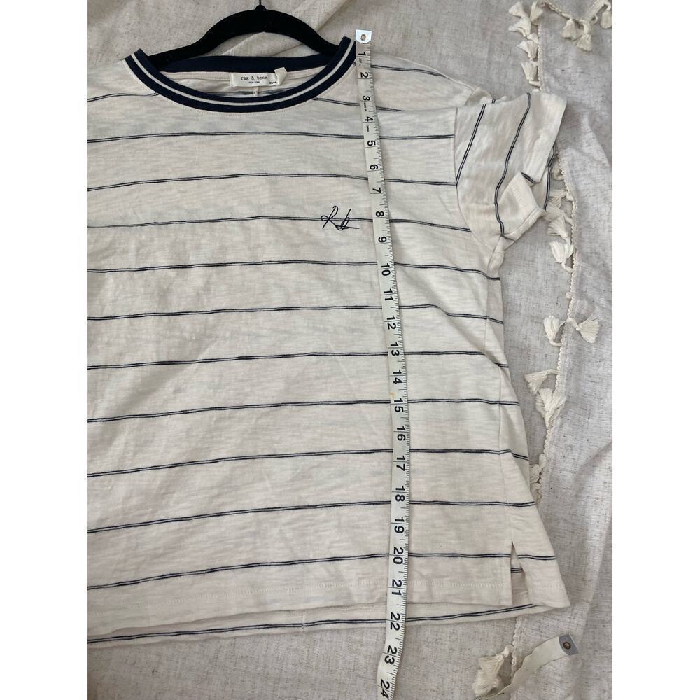 Rag & Bone Cream Black Striped Crewneck Tee Size XS - Picture 10 of 12